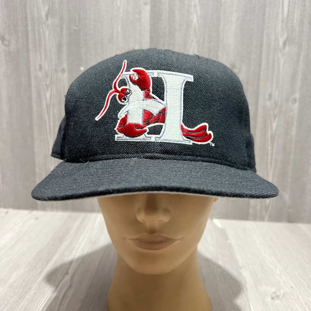 Vintage New Era Pro Model MiLB Hickery Crawdads Black Wool Fitted Hat‎ 7 1/4